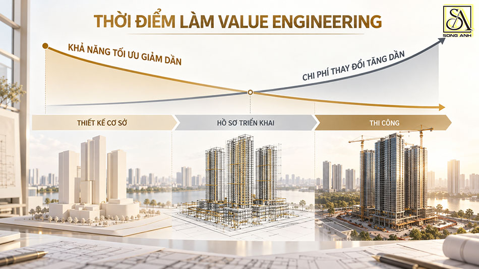Khả năng tối ưu và chi phí thay đổi theo từng giai đoạn thiết kế